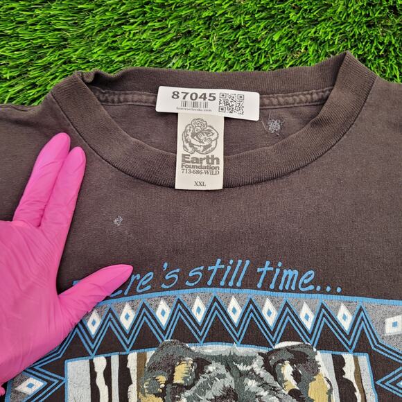 Vintage 1994 Aztec Wolf Shirt 2XL 25x28 Faded Black Portrait - Picture 6 of 16